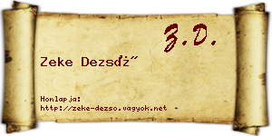 Zeke Dezső névjegykártya